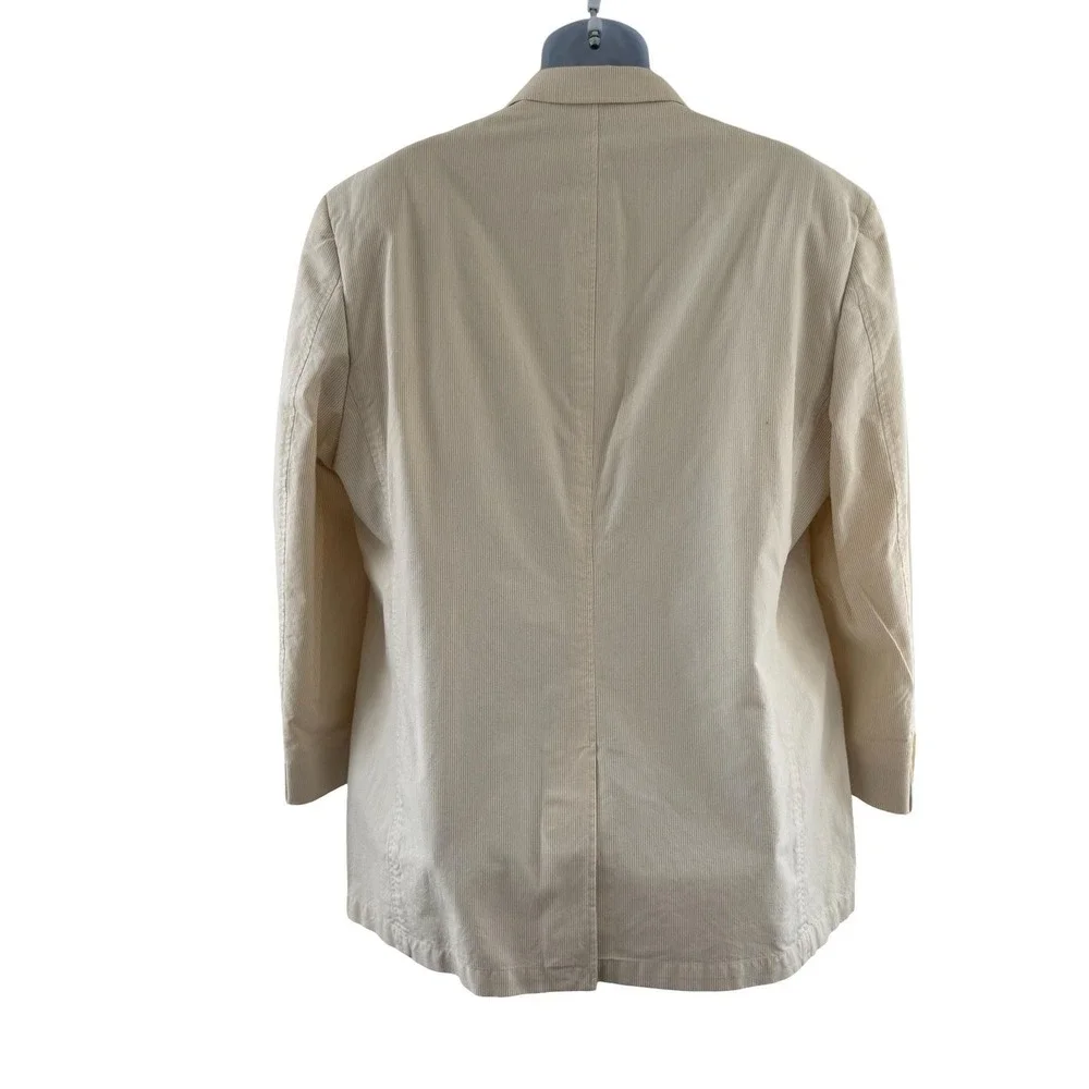 Calvin Klein Cream Pinstripe Cotton Blazer Sport Coat Jacket Men's 46R Coastal
